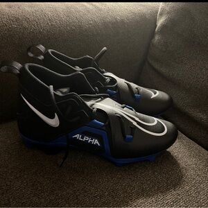 Nike Alpha Menace Pro 3 Football Cleats Black Blue CT6649-007 Men's Size 10.5